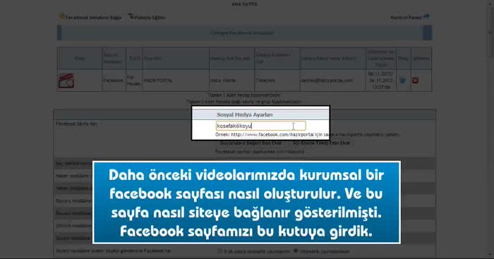 Sol k�s�ma facebook takip edin  ek mod�l� eklemek